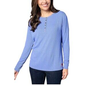 Peace Love World Confetti Rib Knit Henley Baja Blue M A628317 NEW